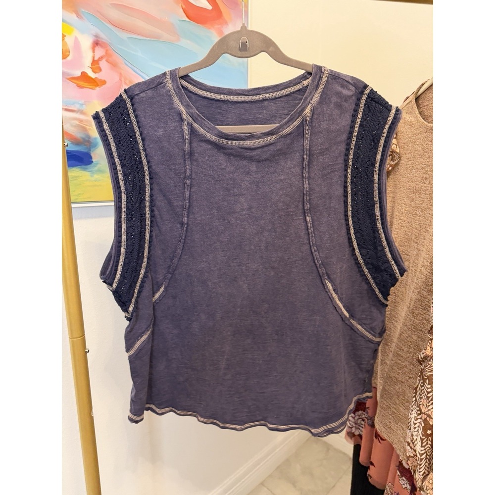 Women's Oversized Blue Shirt Size Large sleeveless